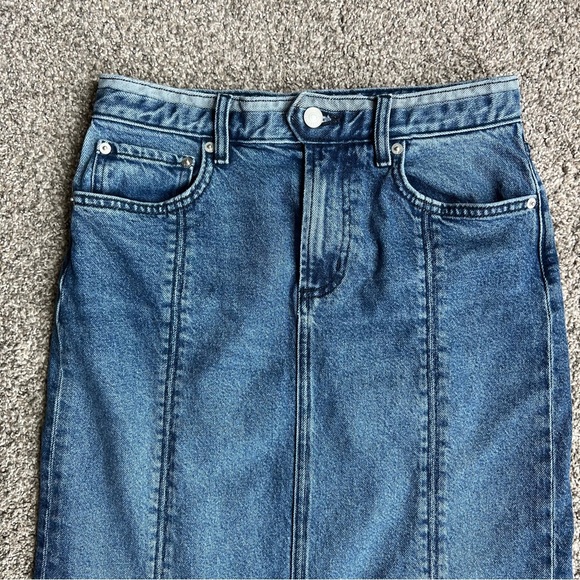 Adriano Goldschmied Daily Blue Maxi Denim Skirt with Front/Back Slits, Size 27 - Picture 2 of 12